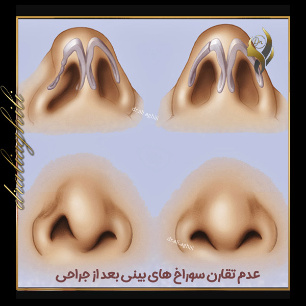 عدم تقارن سوراخ های بینی بعد از جراحی